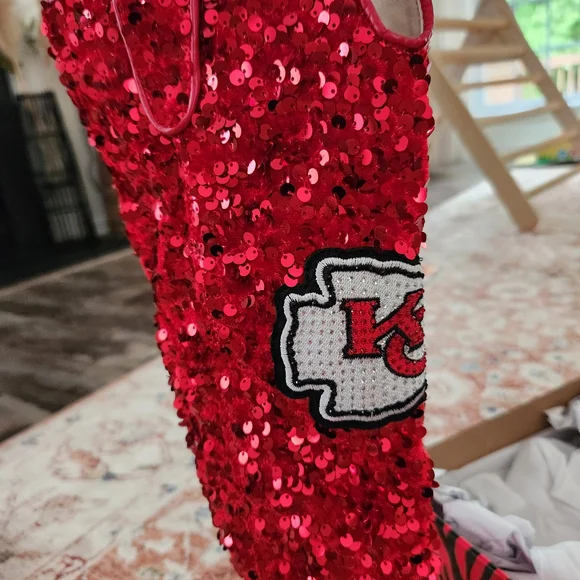 KC CHIEFS Red Sequin Tall Boots - Picture 2 of 7